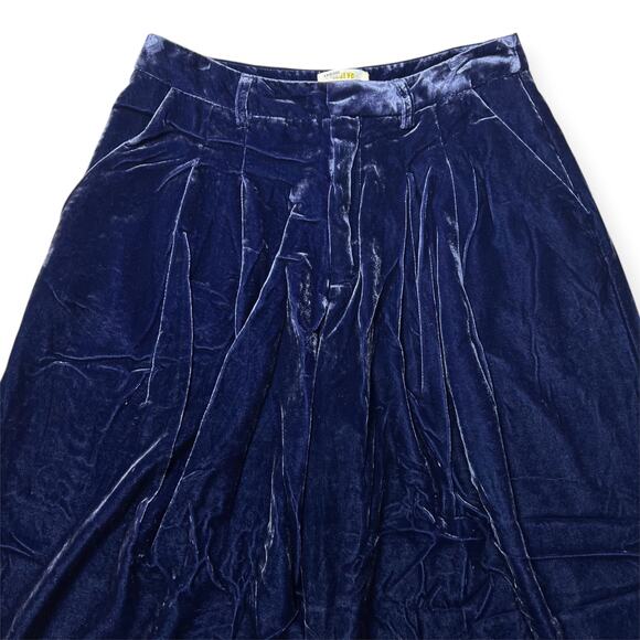 Maeve Anthropologie Velvet Avery Trousers SIZE 6P PETITE Blue Wide Leg Pants - Picture 7 of 10
